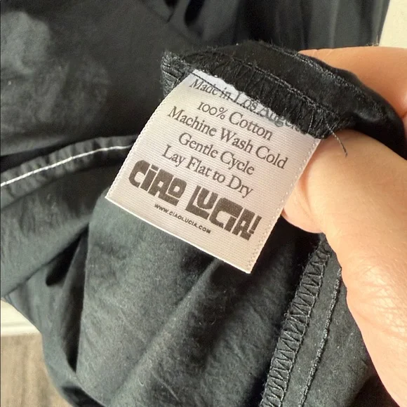 Ciao Lucia Deia Black Cotton Tie Back Midi Dress - Picture 9 of 11